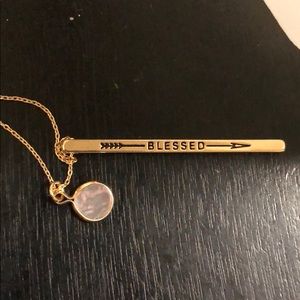 Gold dainty Blessed with pink gem Necklace